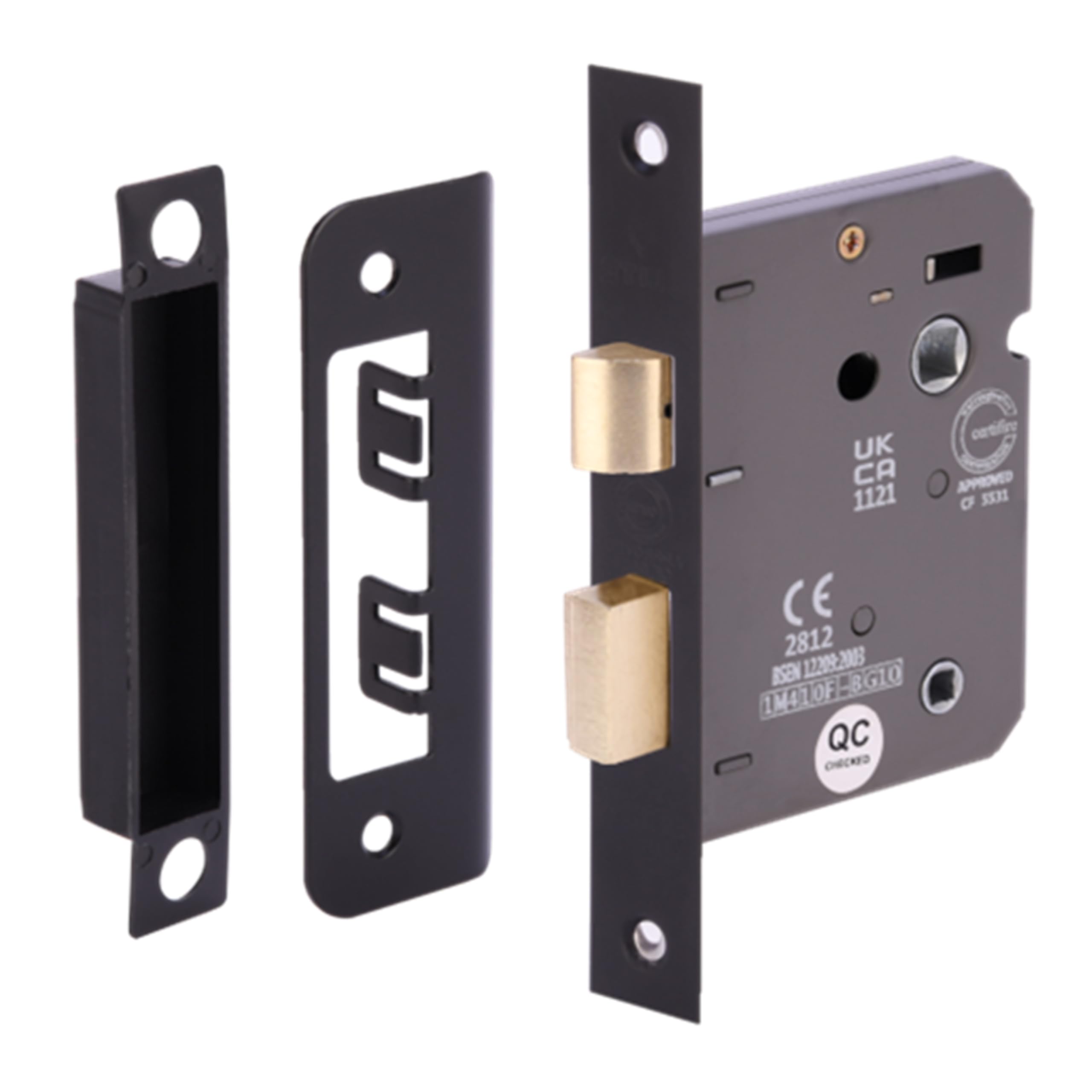 HANDLEZONE® 65mm (2 1/2 inch) Black Matt Bathroom Lock for Internal Timber Doors, Thumbturn Locking, Reversible Latch, CE & UKCA Approved - Fire Rated - 45mm Backset