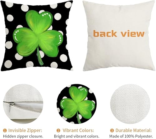 Miniatura 6 de AACORS AA132-18 - Funda de almohada para el día de San Patricio de 18 x 18 pulgadas decoración de trébol para casa de campo decoración de primavera