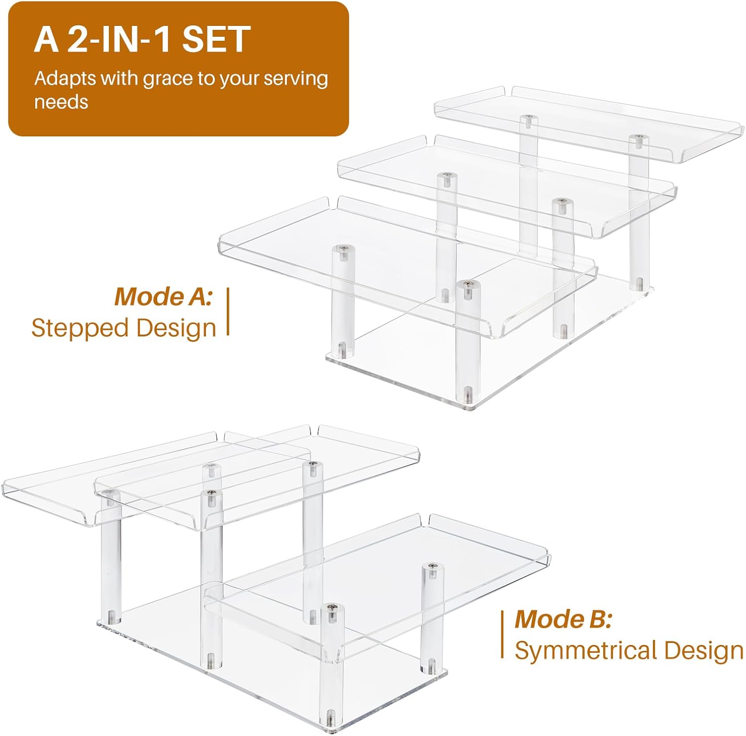 Boxalls Dessert Table Display Set 3 Tier, Clear Acrylic Stands for Cupcakes Dessert Pastry Food Treat, Tiered Buffet Risers Platter Serving Trays for Wedding Birthday Party