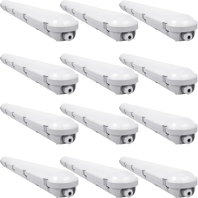 4FT LED Vapor Tight Light 3CCT 3-Wattage Selectable 40W 50W 60W 5200LM IP66 Waterproof Vapor Proof Fixture 100-277V