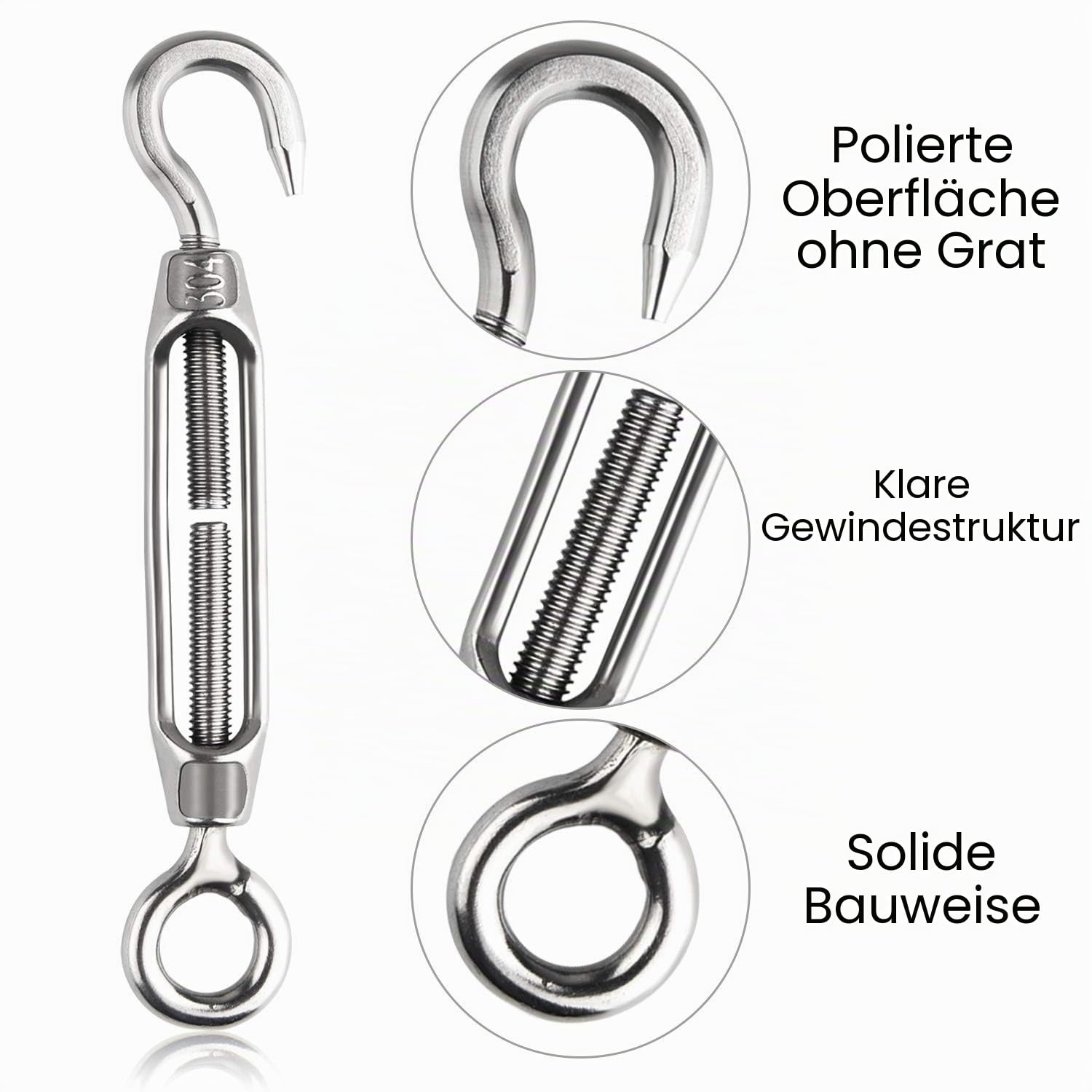 CHRORINE 44 Stück Gartendraht für Kletterpflanzen 30M Garten Drahtseil Kit 304 Edelstahl M5 Spannstraffer