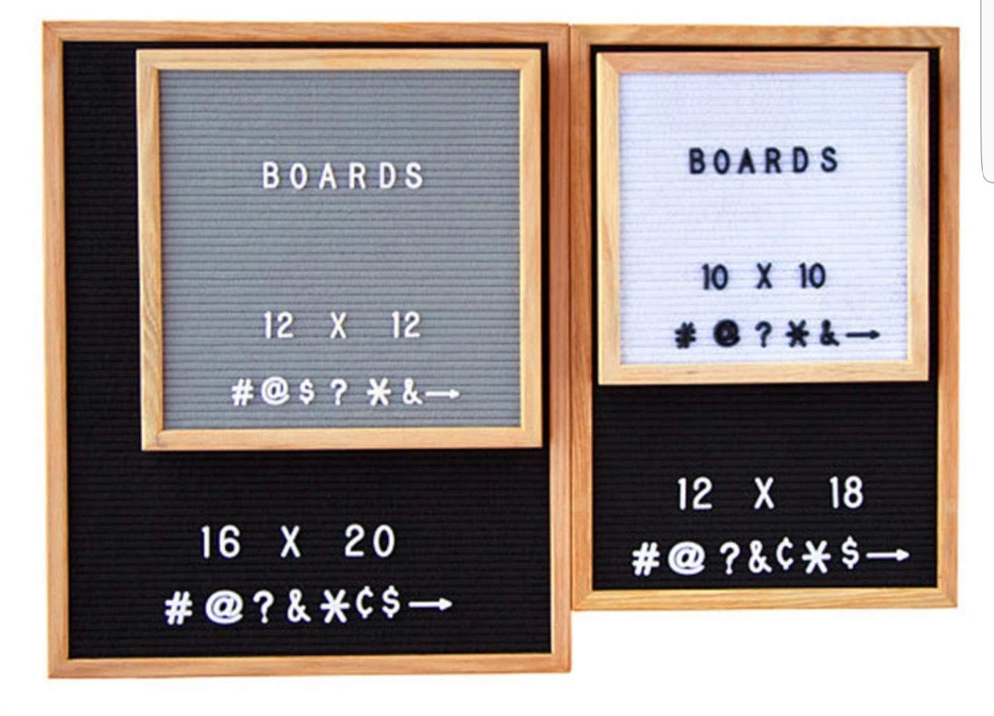 Buy 10x10 or 12x12 or 12x18 or 16x20 Wood Felt Letter Board +340 Letters Black Grey White Felt