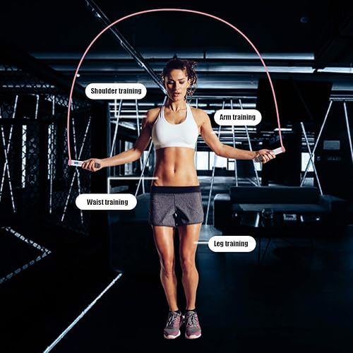 Miniatura 2 de Cuerda para saltar con mangos con peso, contador de calorías, velocidad de ejercicio ajustable para saltar, ejercitarse, fitness, entrenamiento,