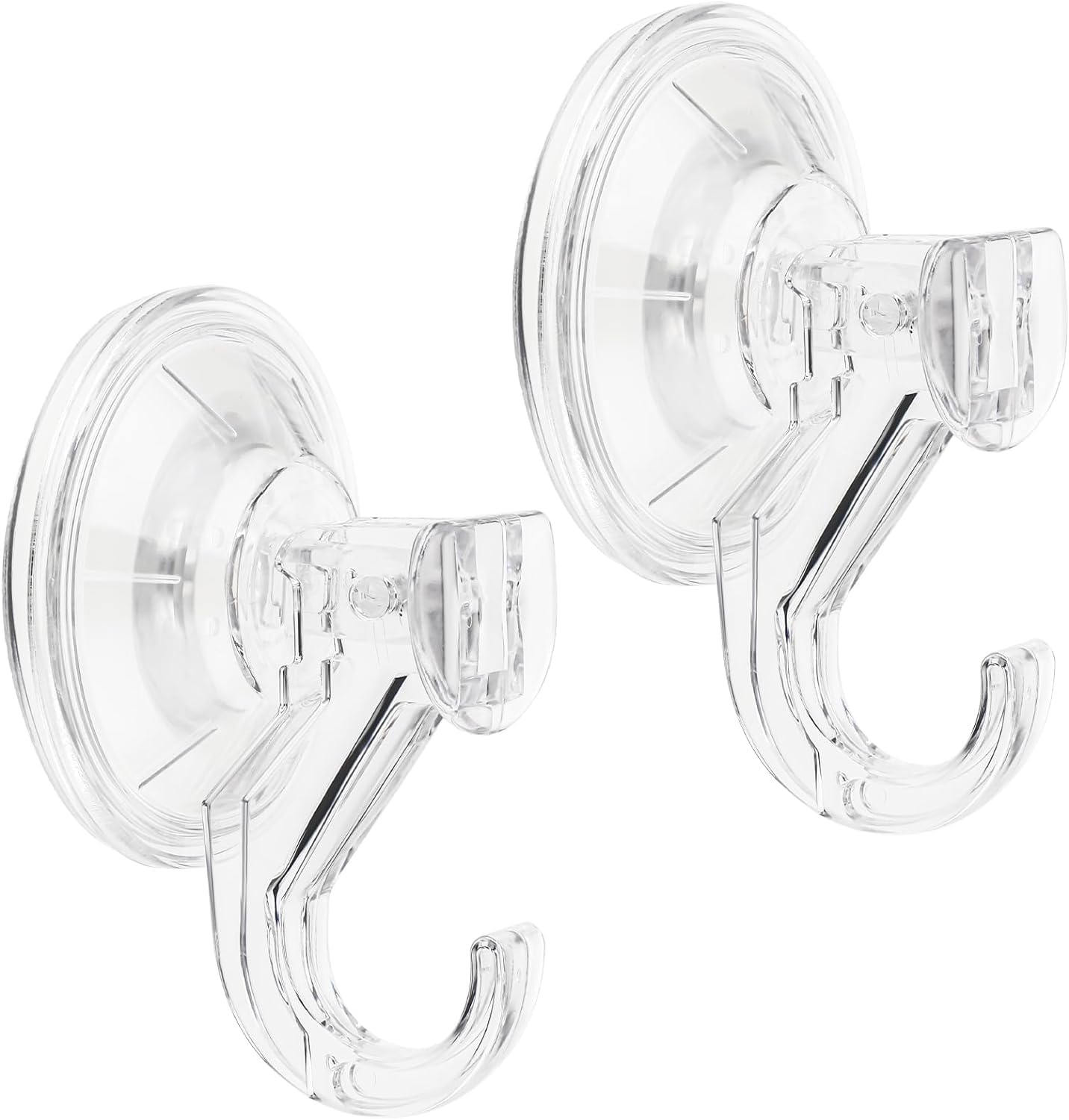 Rosojodg 1 2Pack Clear Suction Cup Hooks Heavy Duty Plastic Clear Waterproof Vacuum Sucker Hangers Removable For Kitchen Bathroom Shower Window Glass Door Tile Ceiling Wall Hanging Towel Robe, Bathroom Hardware