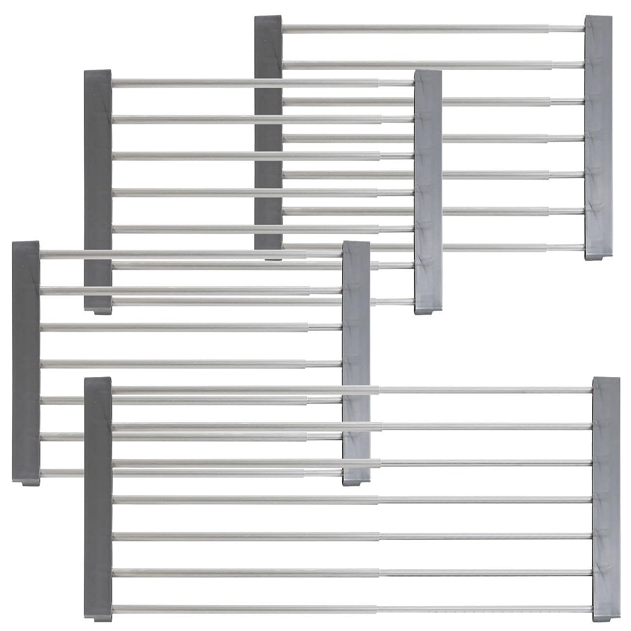 Rosenstein & Söhne Kleiderschrank Organizer: 4er-Set Univ.-Einlegeboden,f. Kühlschrank/Regale,ausziehb. bis 60cm (Einlegeböden Kühlschrank Gitter, Kühlschrank-Teiler-Schiene, Boden)