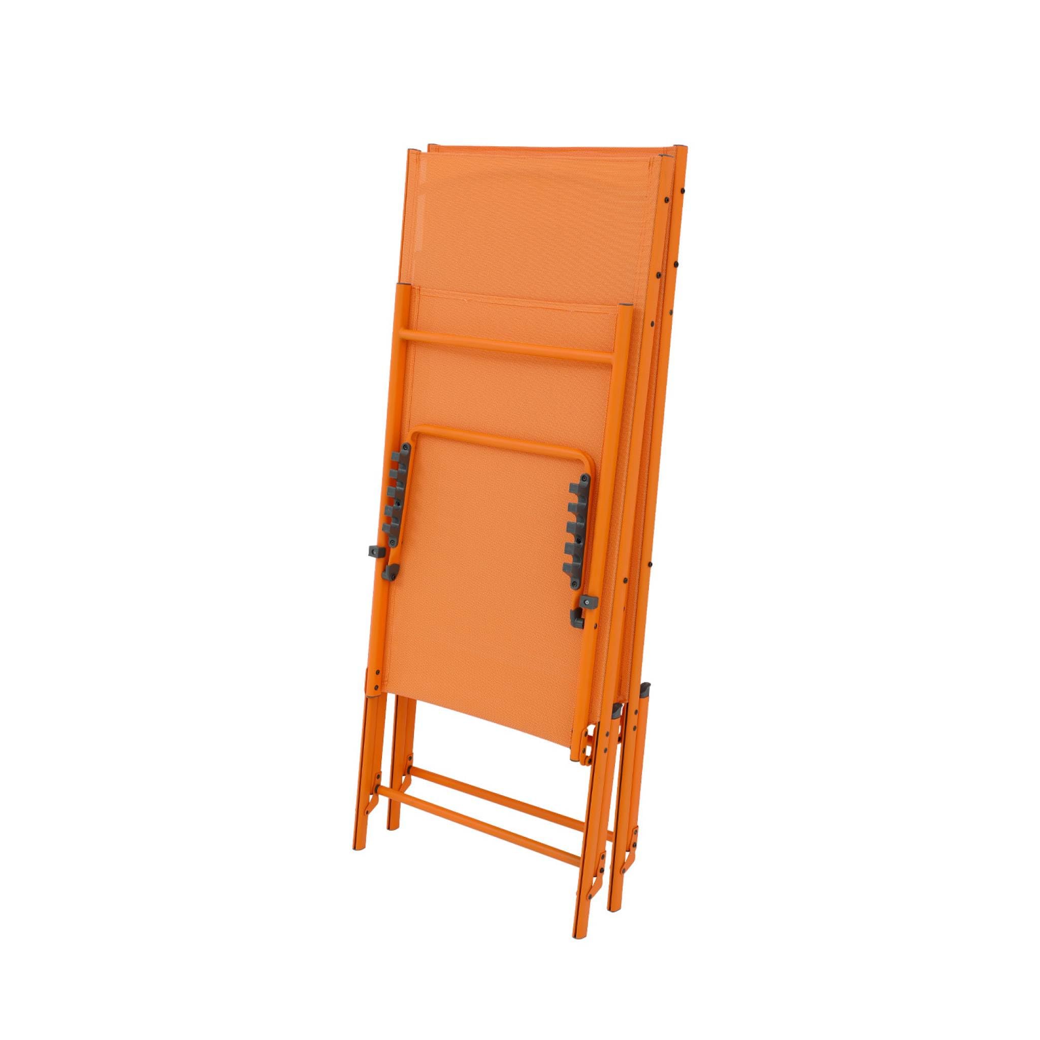 Alice's Garden sweeek - Lot de 2 Bains de Soleil Acier textilène inclinable 4 Positions Tropea Orange. 165 x 54.5 x 82.5 cm