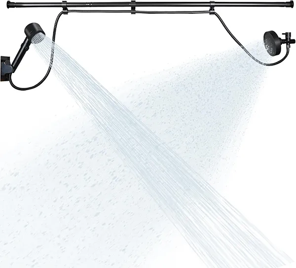 DEVA FRONSA Dual Shower Head for Two People - Double Shower Heads with 31.5"-80.7" Rod & 78.7" Hose, High Pressure Adjustable Tandem Shower System for Couples - 6+3 Flow Settings, Easy to Install