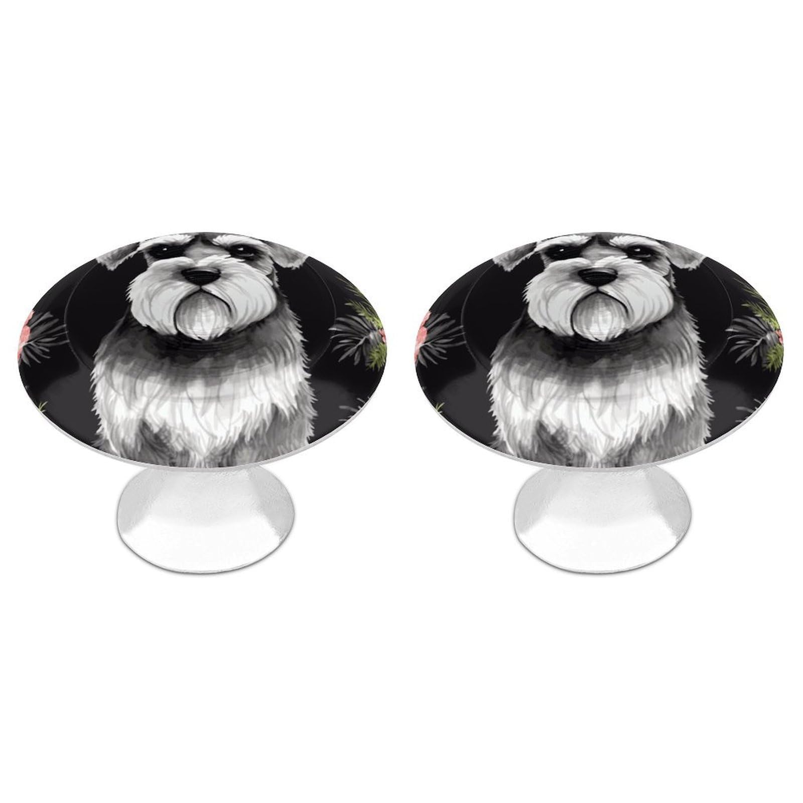 FekiLoot Schnauzer Cabinet Knob 2 Pack Mini Round Drawer Pulls Stainless Steel Dresser Drawer Knobs Kitchen Drawer Hardware for Bathroom Dresser Closet Door Knobs