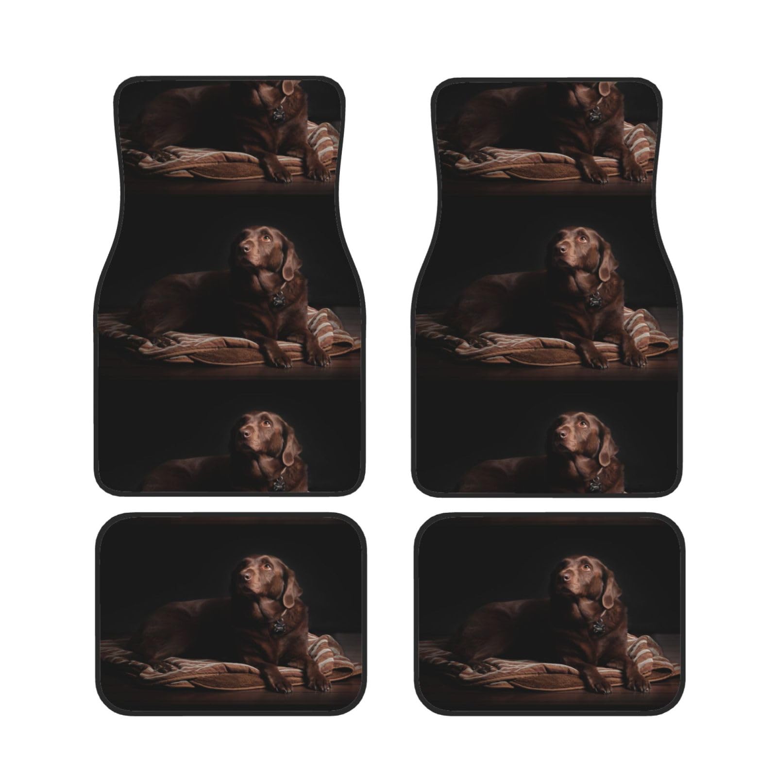 Brauner Labrador Retriever (gedruckt), 4er-Set Auto-Fußmatten, Neopren-Fußmatten für Fahrzeuge, rutschfeste Auto-Fußmatten, Autozubehör
