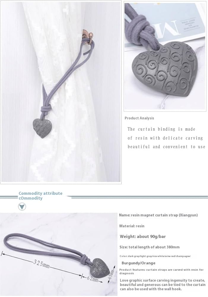 ハートのカーテンタッセル❸ ハート型のカーテンタッセル/左右セット W12×H13cm [ZNT-5