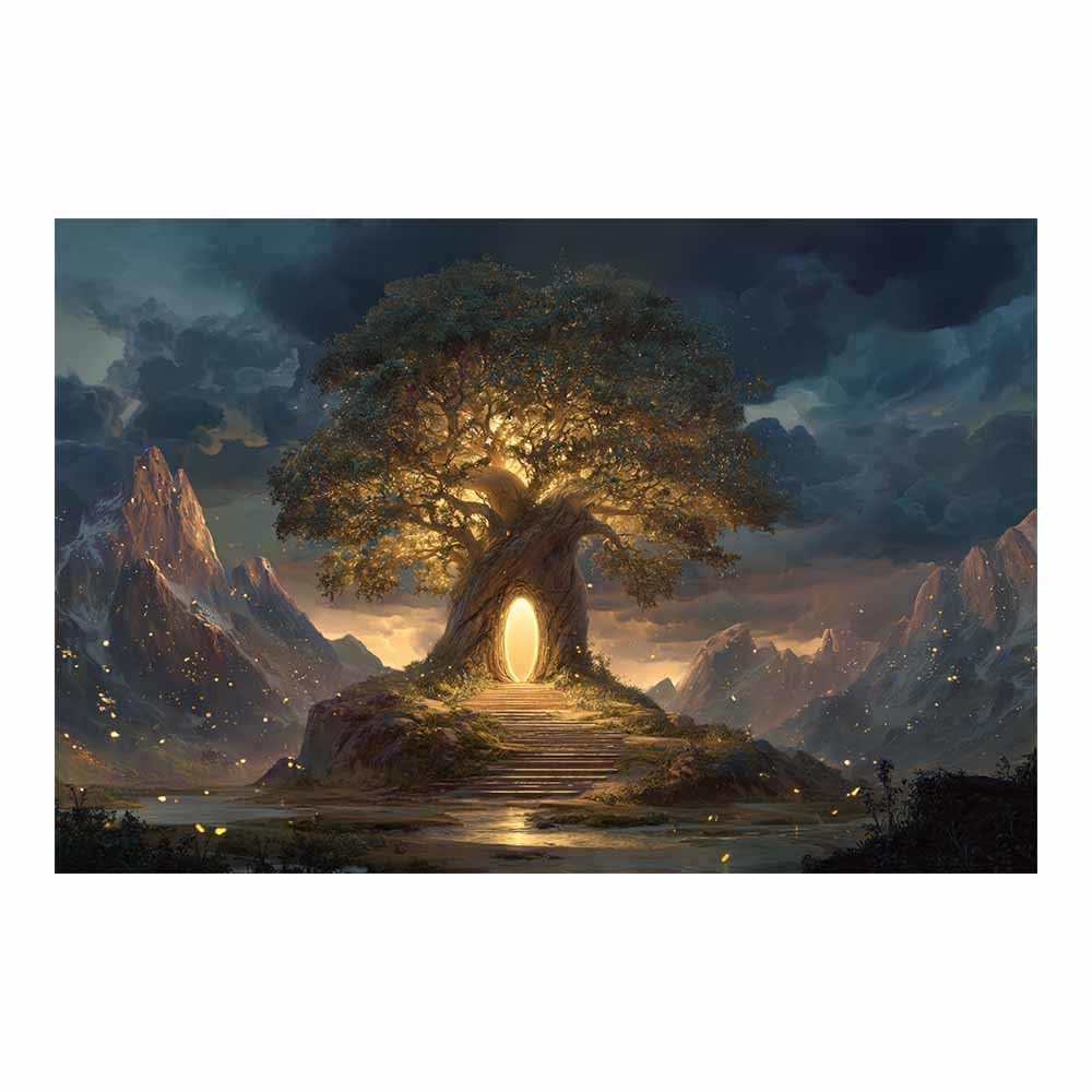 HOQIU Wall Pictures Cosmicse e Planet Tree tree poster, landscape wall art, for Living Room Bedroom Bathroom.(Multicolor)-30x40cm Unframed