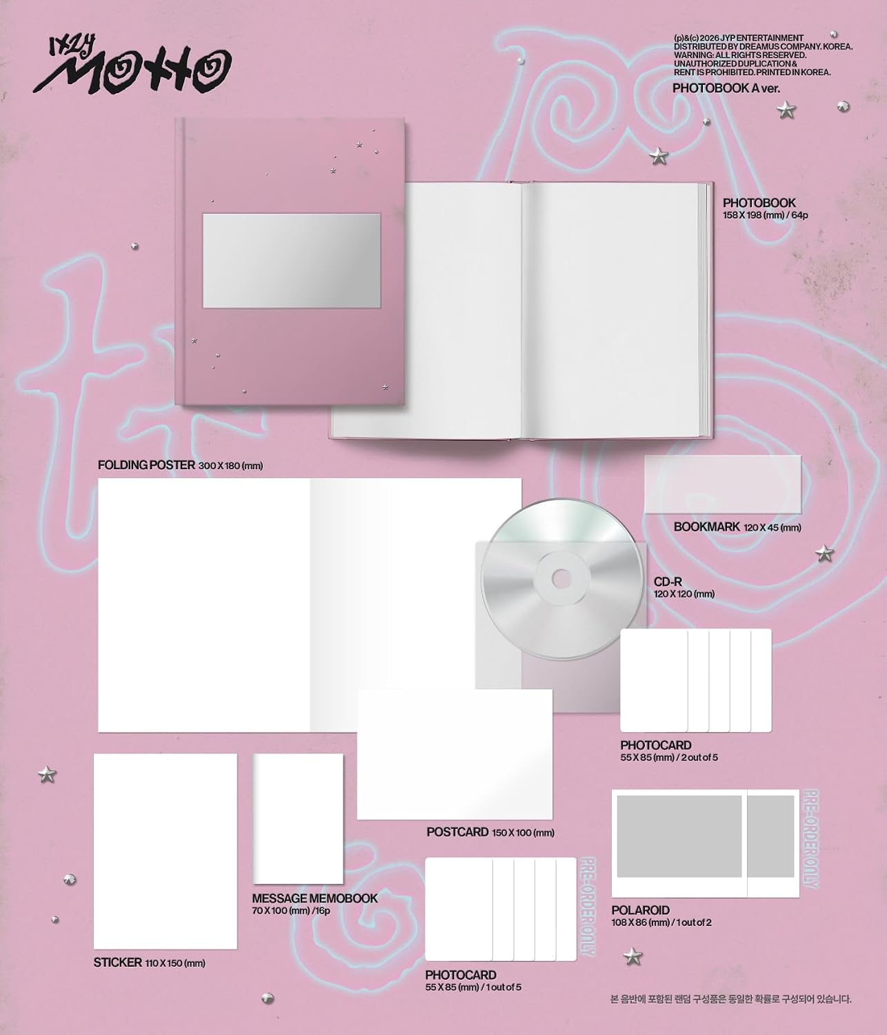 (Full Set : 3Photobook+5Member+2POCA+1Keyring) ITZY Motto 12th Mini Album with Tracking