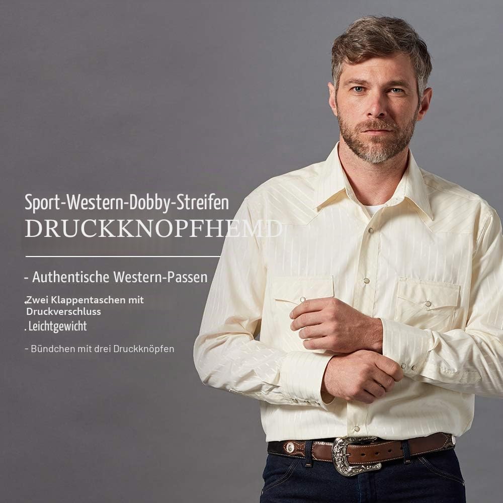 Wrangler Herren Sport Western Langärmliges Hemd mit Druckknöpfen und Zwei Taschen Hemd (1er Pack)
