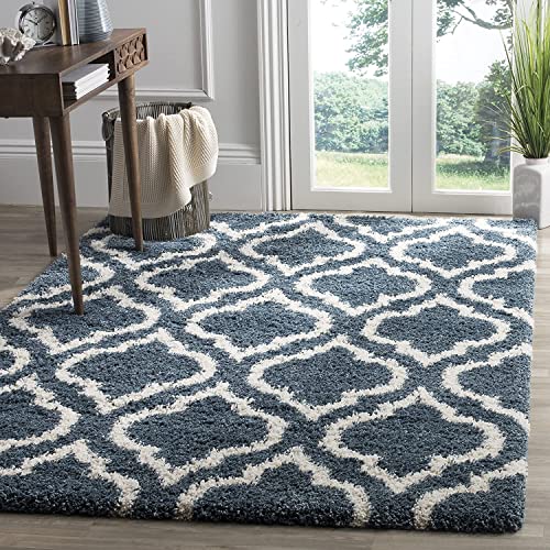 Image of Super Ultra Modern Soft Shaggy Handcrafted Anti-Skid Silk Touch Carpet, Size 6x9 Feet, Color SLTEE /TEALL