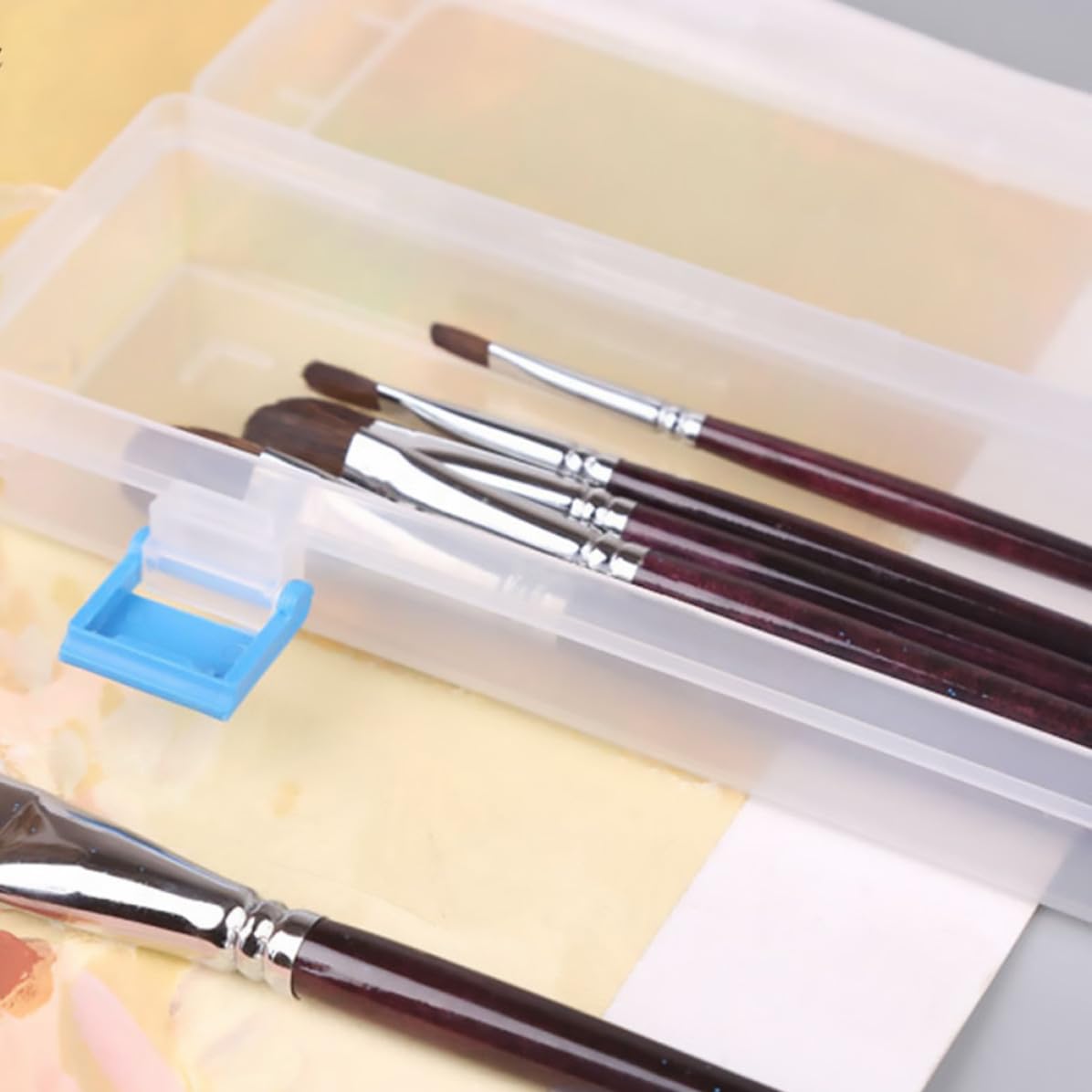 Astuccio Scatola Multifunzione Resistente in Plastica Trasparente 2 per Matite per Pennelli Acquerello e Strumenti di Disegno, per Studenti