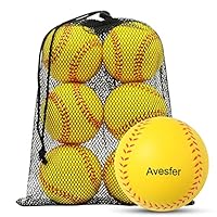 Avesfer Practice Foam Softballs 11 inch with Mesh Bag Soft Oversize Foam Baseballs Safely Training Batting Hitting Ball and Fielding Indoor Outdoor for Kids Teenager Players Pack 6