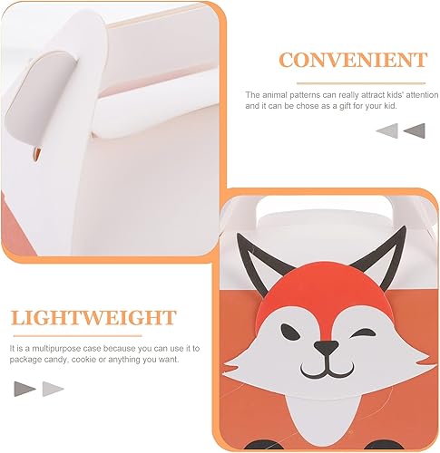 Miniatura 8 de NUOBESTY 10pcs Cartoon Fox Treat Boxes Caja de embalaje portátil para suministros de recuerdo de fiesta de cumpleaños