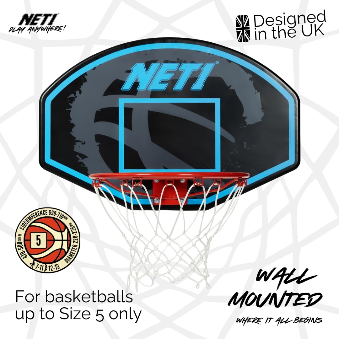 NET1 Premium Basketball-Rückwand & Netzsystem 38,1 cm massiver Stahlrahmen Wandmontage höhenverstellbar