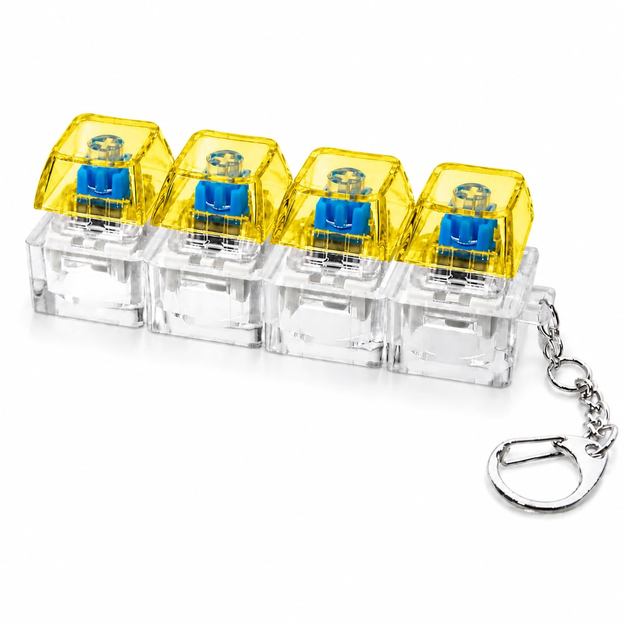 Mechanical Keyboard Switch Keychain Click Keychain Gaming Keyboard Fidget , Portable Button Click Toy, Gamer Desk Accessory, Stress Relief Gadget for Gamers (Yellow)
