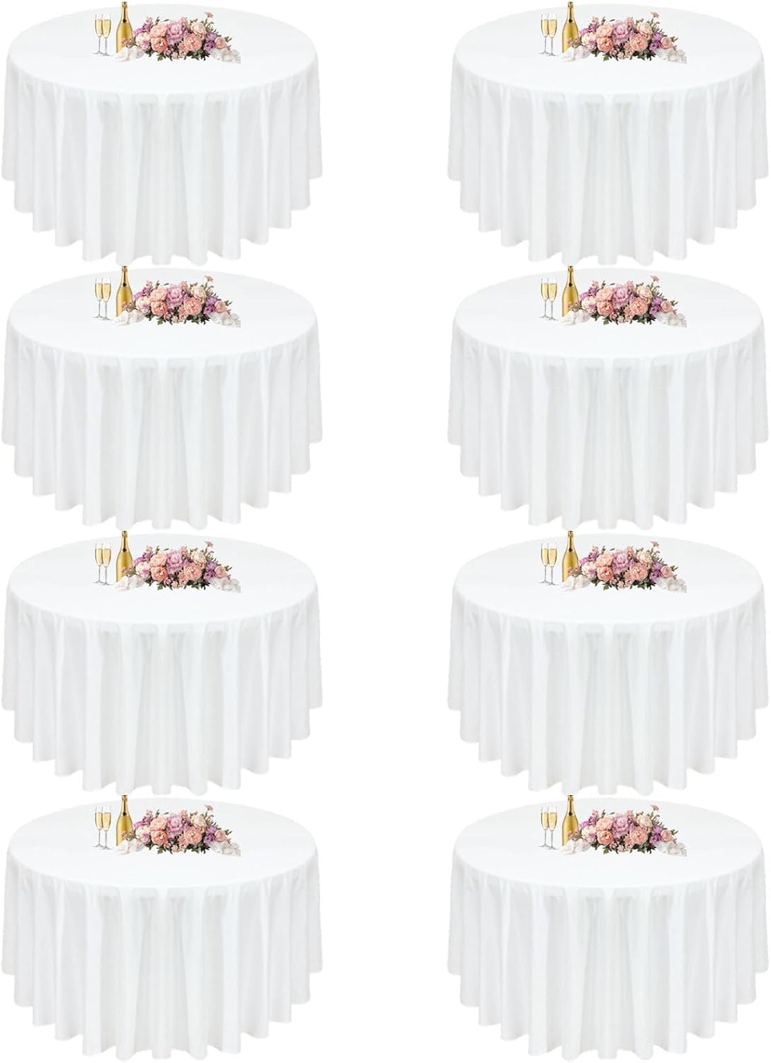 8Pack White Round Tablecloth 90 Inch White Table Cloth for Round Tables | White Table cloth Washable Polyester Tablecloth for Wedding Party Dining Banquet