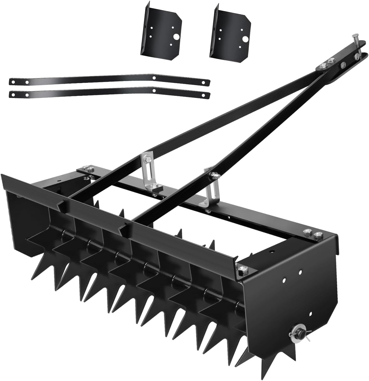 31'' Tow Behind Lawn Plug Aerator - Heavy Duty Steel Frame | 200lb Capacity Manual Aerator for Garden & Landscape Maintenance