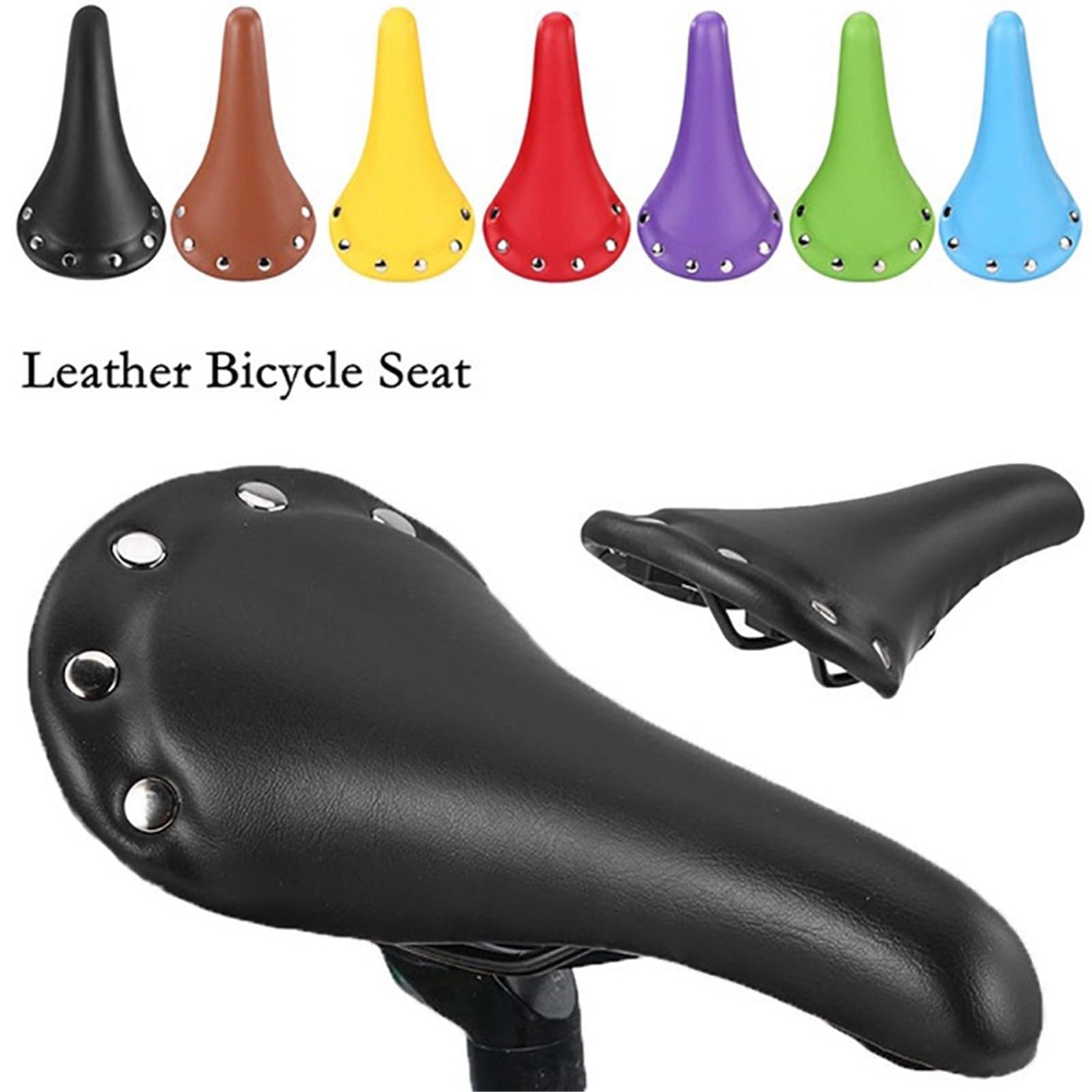 Fahrradsattel,Fahrrad Sattel Fahrradsattel PU. Leder MTB Rennrad Rivet Sitzkissen einzelne Geschwindigkeit Fahrrad braun Blauer Sattelabdeckung