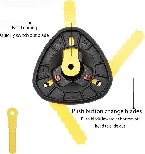 Miniatura 2 de THTEN 70289A - Cuchillas dentadas de repuesto compatibles con Weed Warrior 14867B Push-N-Load 3 cabezales de recortadora de cuchillas y Pivotrim