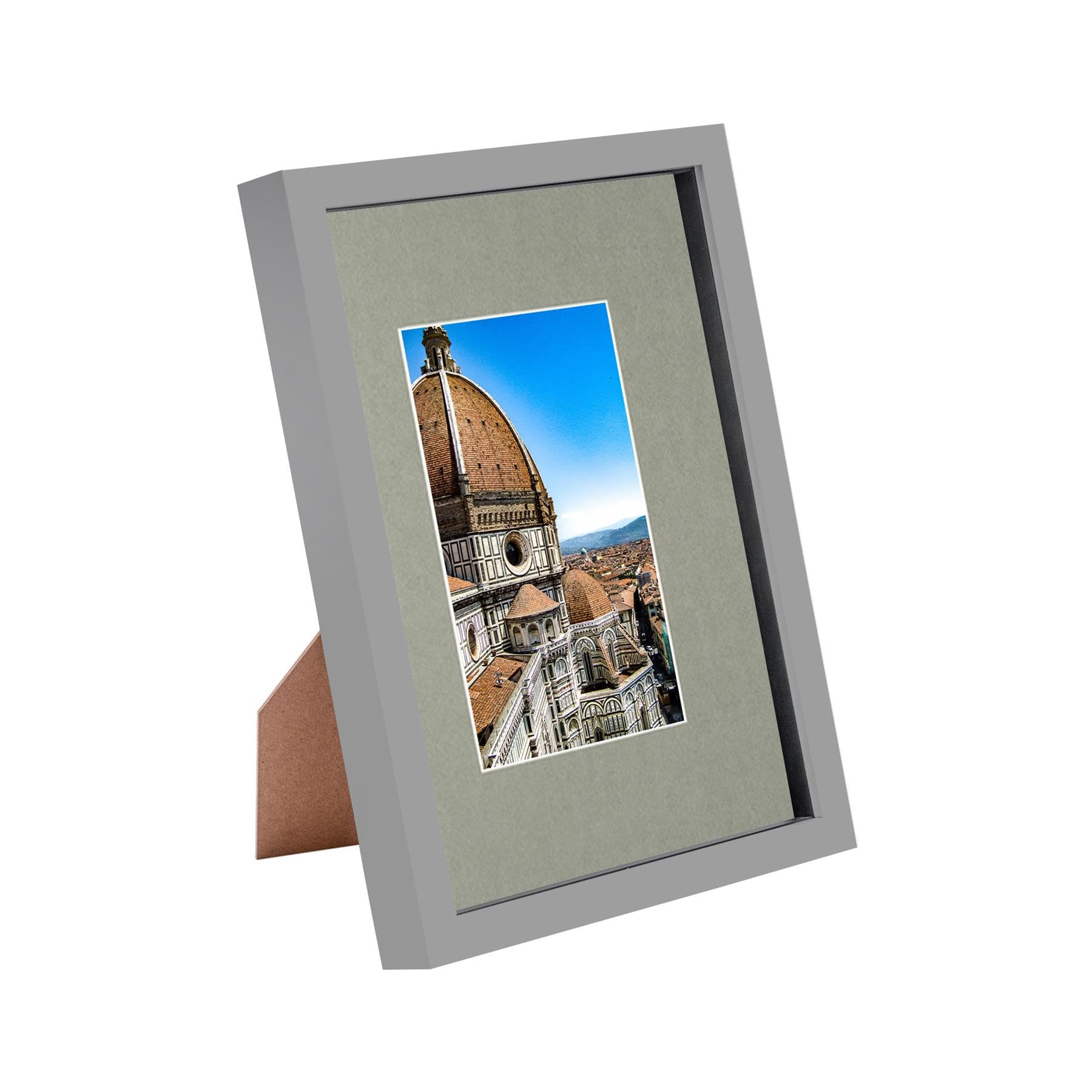 Nicola Spring Grey 3D Shadow Box Frame - A4 Frame (20 X 30Cm) - A5 Mount (14 X 21Cm) - Pack Of 1-3D 3D Photo Picture Box Portrait Display Case Wedding Crafts Frame
