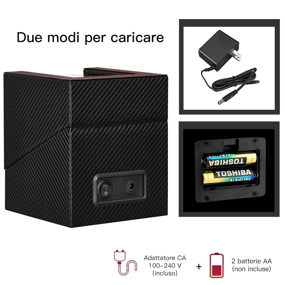 Automatische Uhrenbeweger Box PU Leder Uhrengehäuse mit leisem Motor Batteriebetrieb oder Netzteil für Automatikuhren