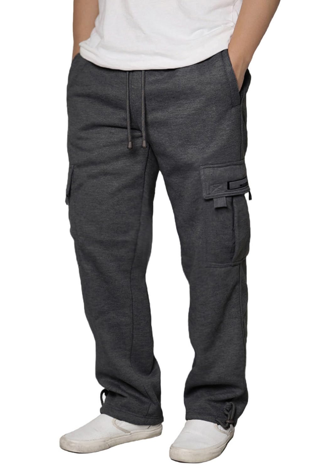 URBANJ Men's Heavyweight Fleece Cargo Sweatpants