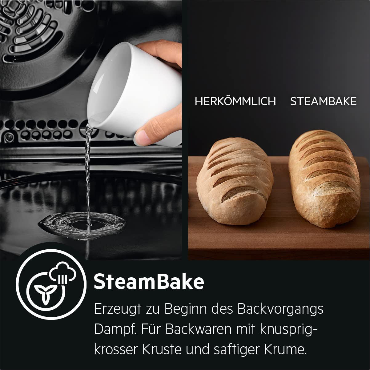 AEG CIB56484BW 50 cm Standherd mit Induktions-Kochfeld/SteamBake – mit Feuchtigkeitszugabe/Versenkknebel/Grillfunktion/Display mit Uhr/Kindersicherung/A
