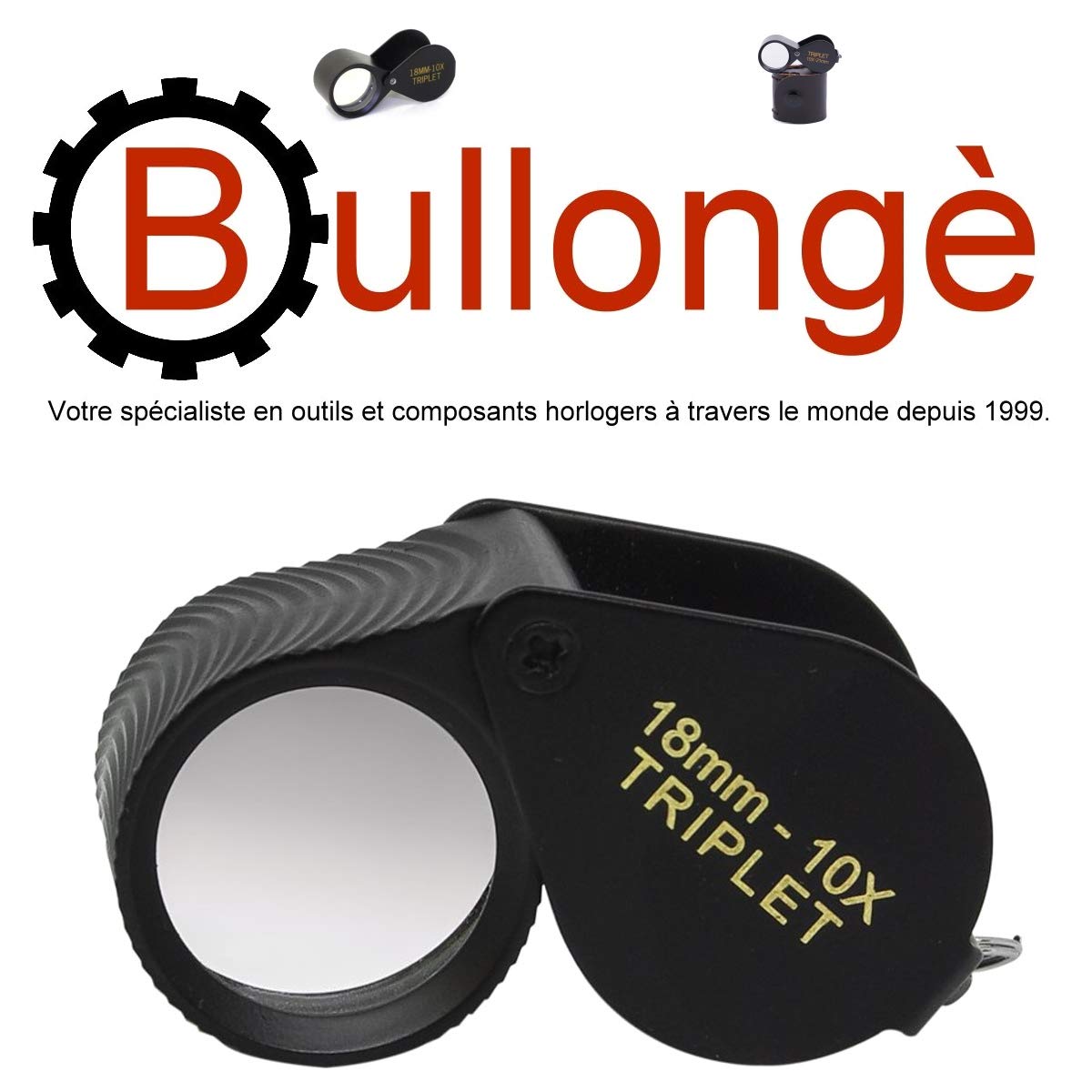 Loupe pliante BULLONGÈ STUN-BLACK loupe triplet 18mm 10x