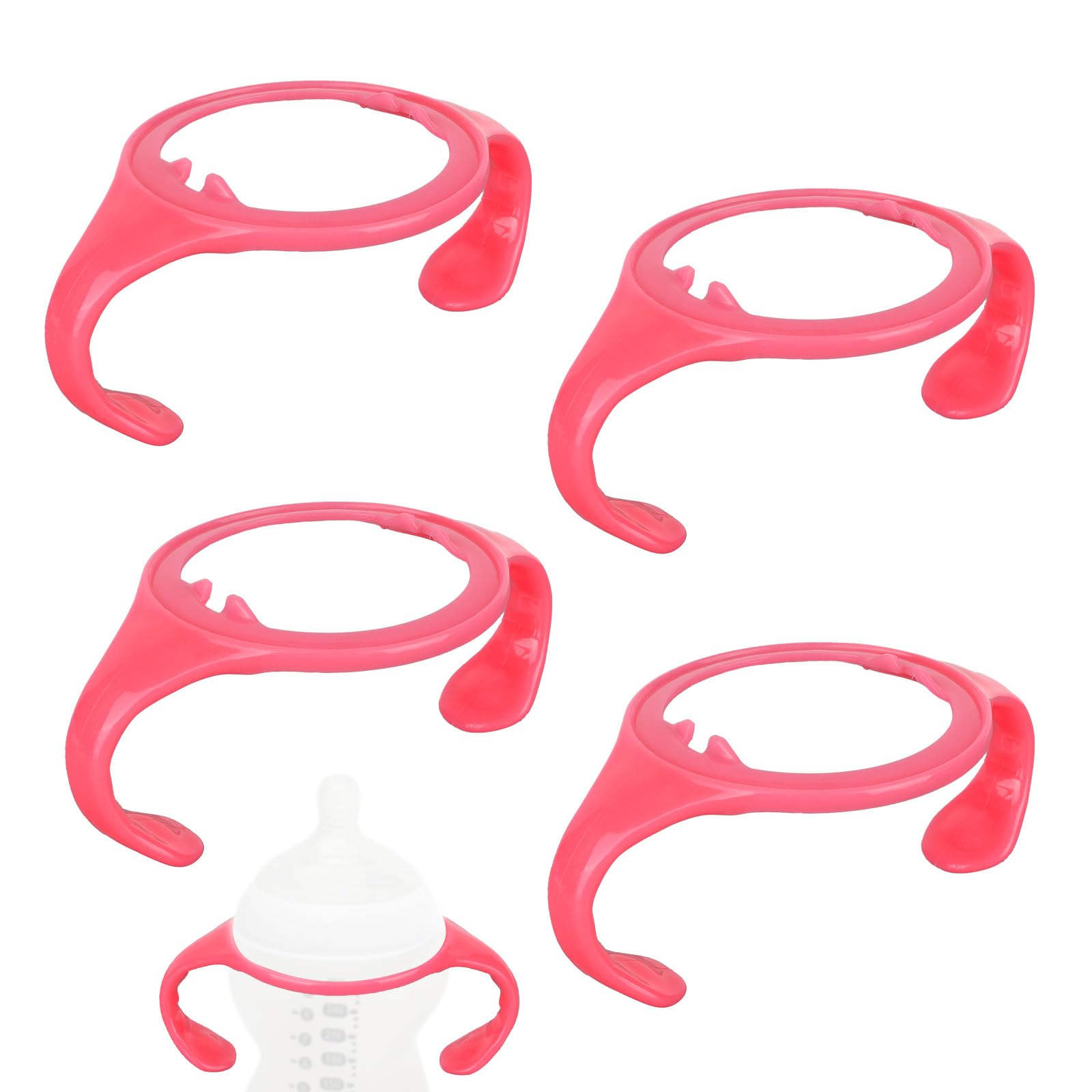 4pcs Baby Bottle Handles for Tommee Tippee, Ergonomic Non-Slip Grip BPA-Free Bottle Handles for Newborn Infant Feeding (Pink)