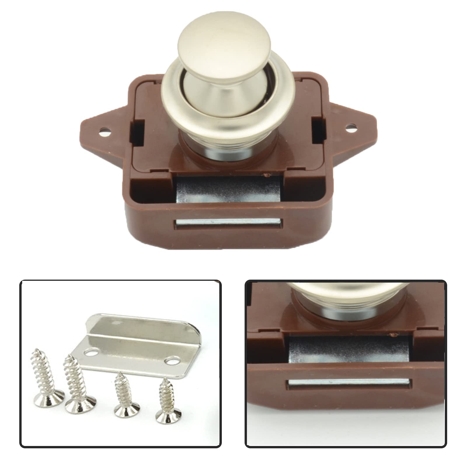 Vastsea 2 Pezzi Caravan Push Lock, Senza Chiave Chiusura Della Porta a Pulsante, Pulsante Per Serratura Armadio, per Camper, Caravan,Furgone, Yacht, Cabinet Door