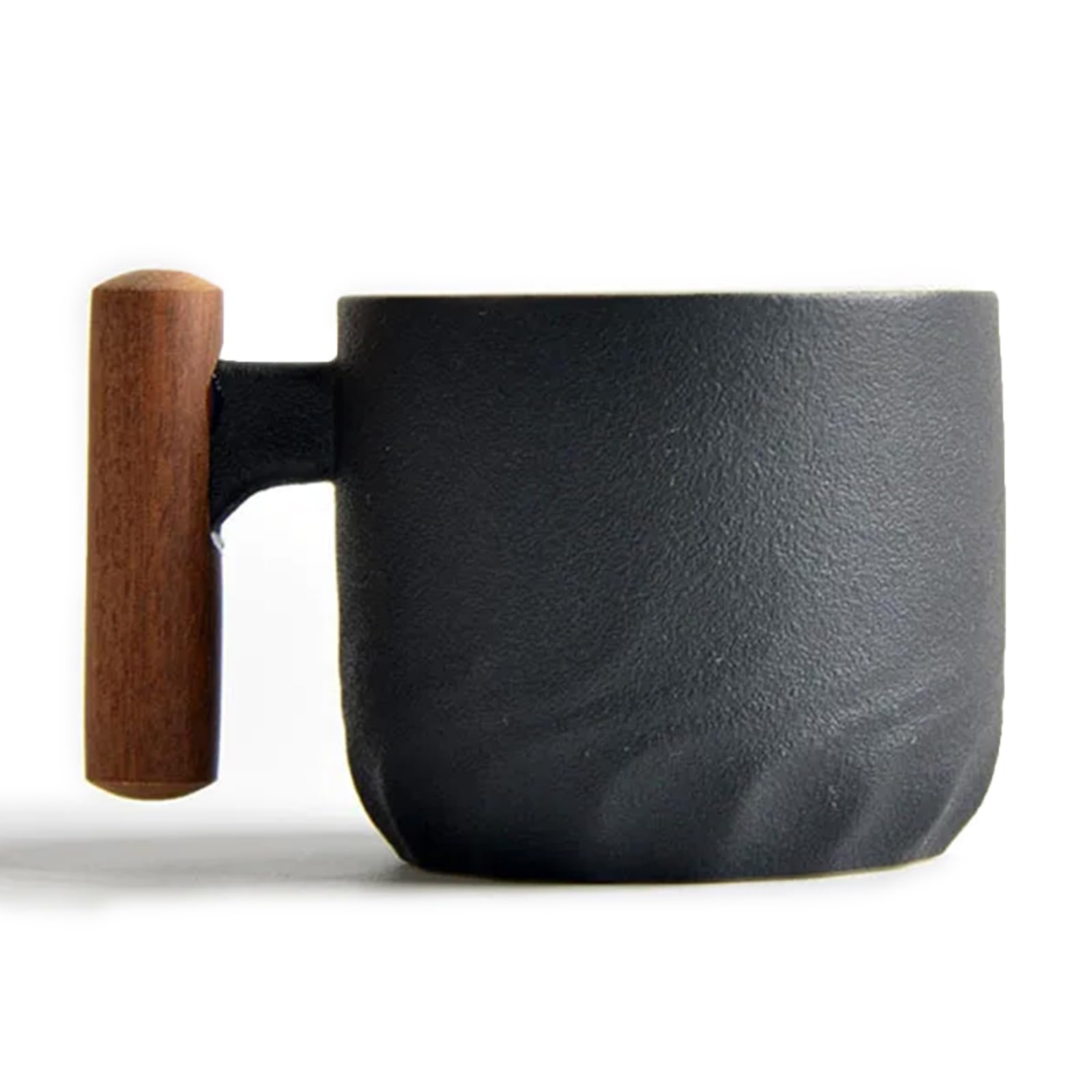 Ceramic Espresso Cup with Bamboo Handle – 70ml Double-Glazed Coffee Cup for Espresso & Turkish Coffee – Heat-Resistant & Stylish for Coffee Lovers (Black)