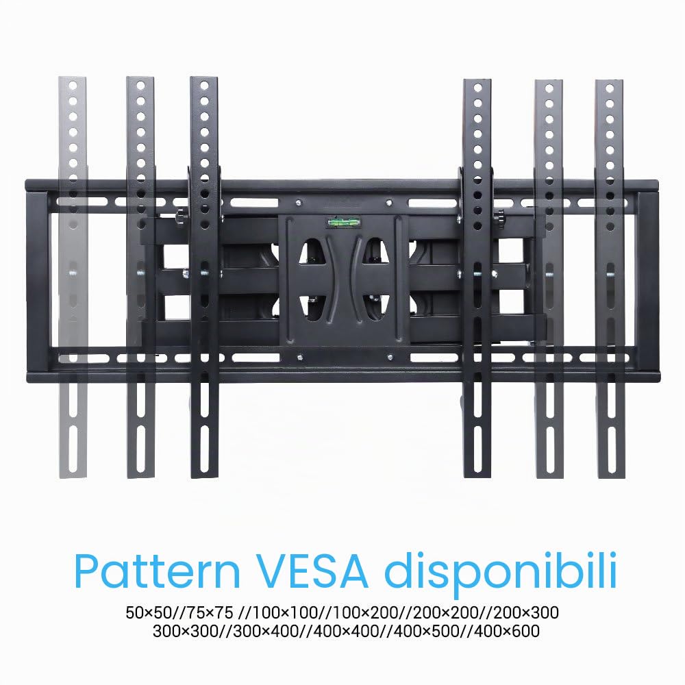 Supporto da Parete Angolo per TV 32-40 Pollici, Braccio Staffa tv da Parete Dritto per 32-65 Pollici, Girevole 90 ° Inclinabile di ±15°, Peso Max 35kg, Max VESA 400x600mm