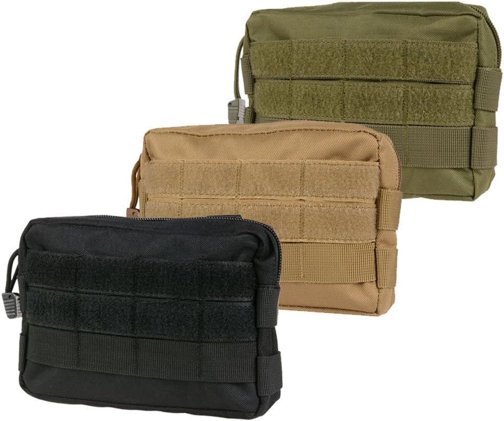 MOLLE Pouches - Compact Water-resistant Multi-purpose Tactical EDC Utility Gadget Gear Hanging waist Bags (Black+Tan- L 7.8" X H 5.5")