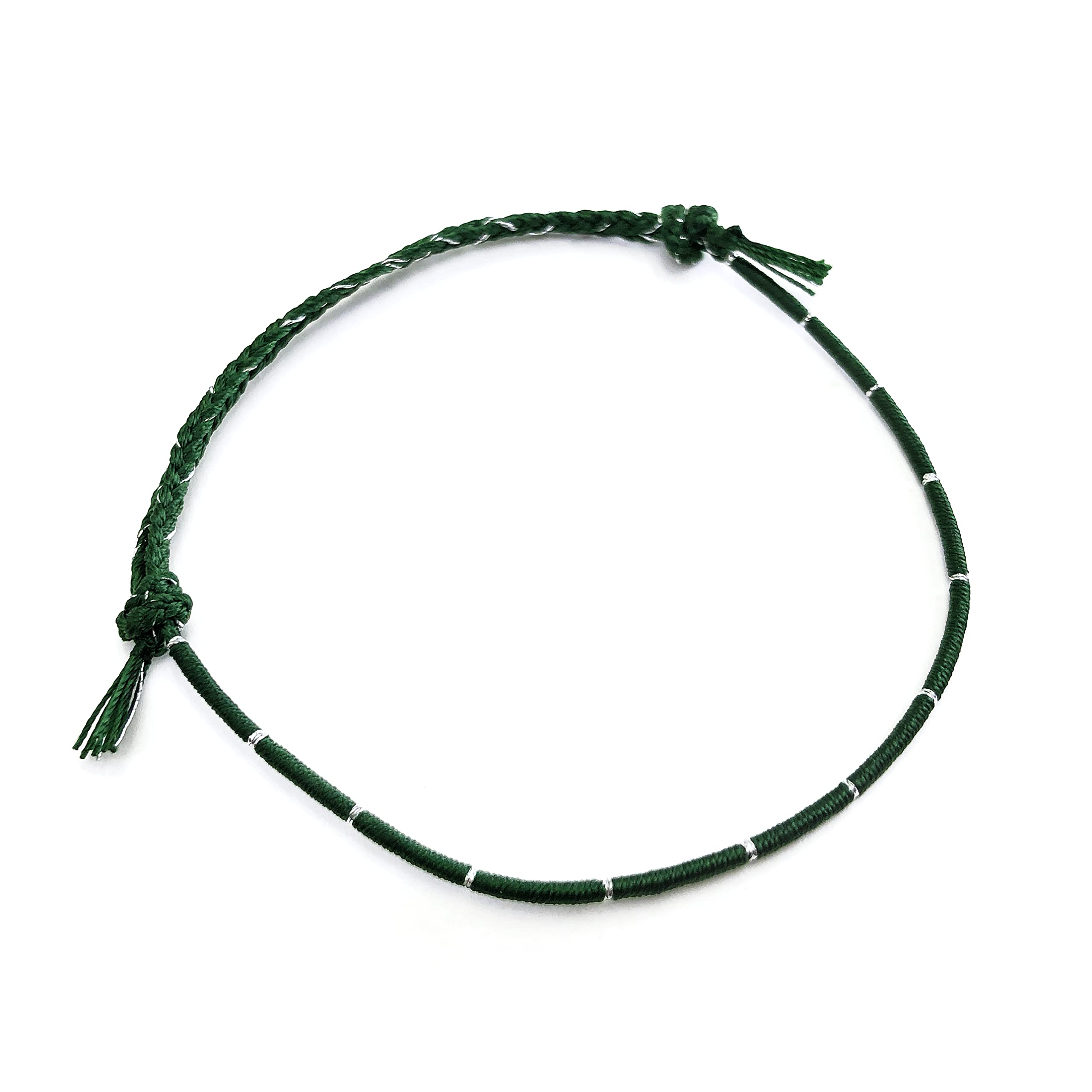CCNMADE Pulsera de hilo de deseo especial rojo verde regalo para mamá, novia, novio, pareja, dragón plateado de 11 pulgadas, Sin gemas.