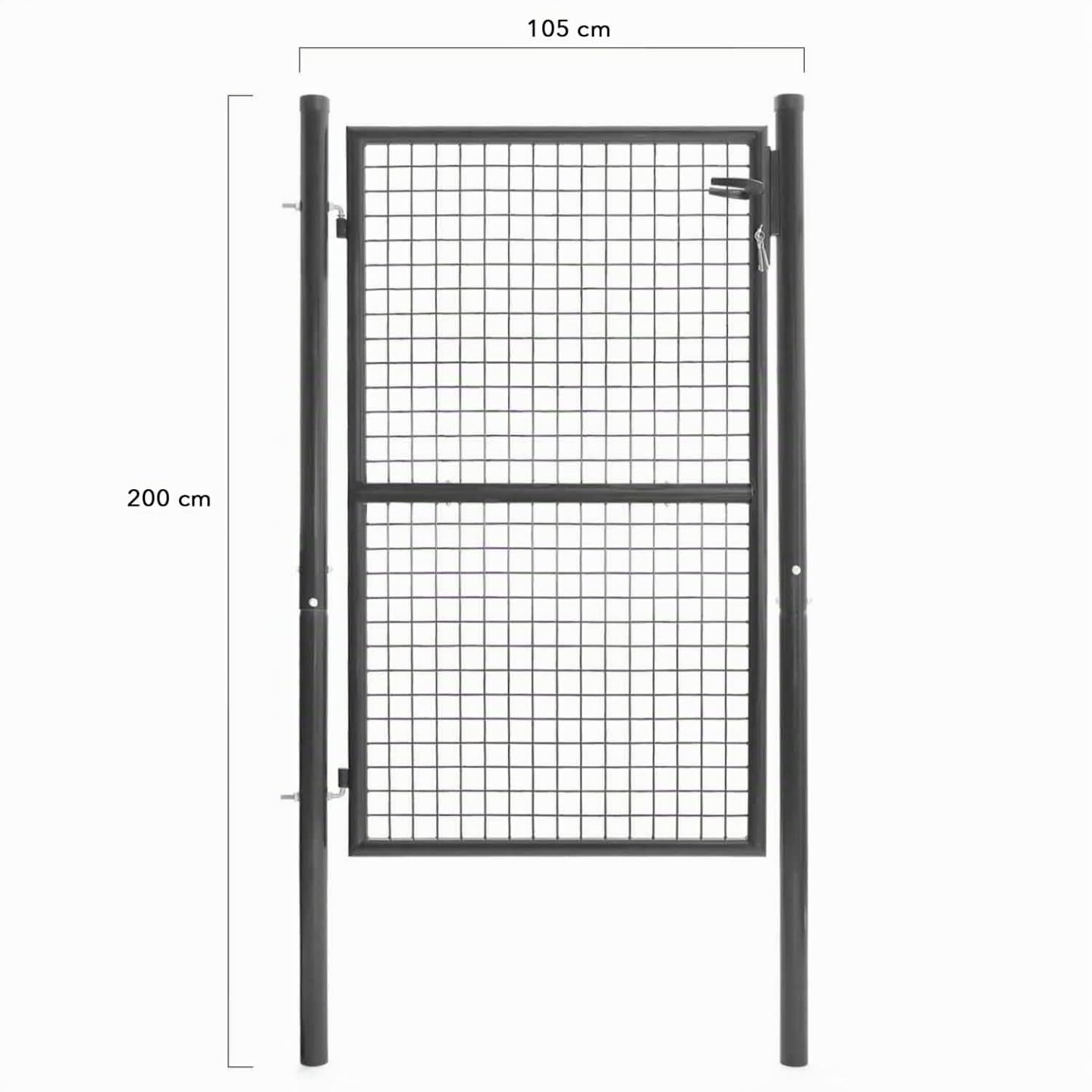 IDMarket - Puerta de jardín de 105 x 150 cm de acero en gris antracita con cerradura y manija