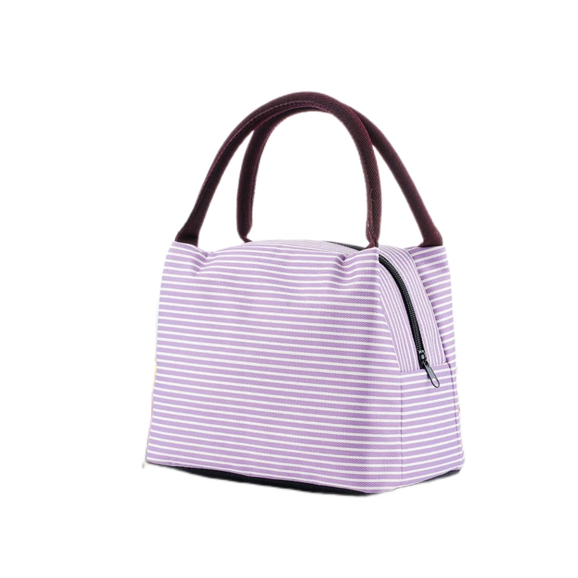Lunch Box Lunch Bag for Women Adult Men, Small Leakproof Cooler Cute Lunch Boxes Tote Bags Large Capacity Reusable Insulated Lunch Container for Work Office Picnic or Travel (Light purple stripe)