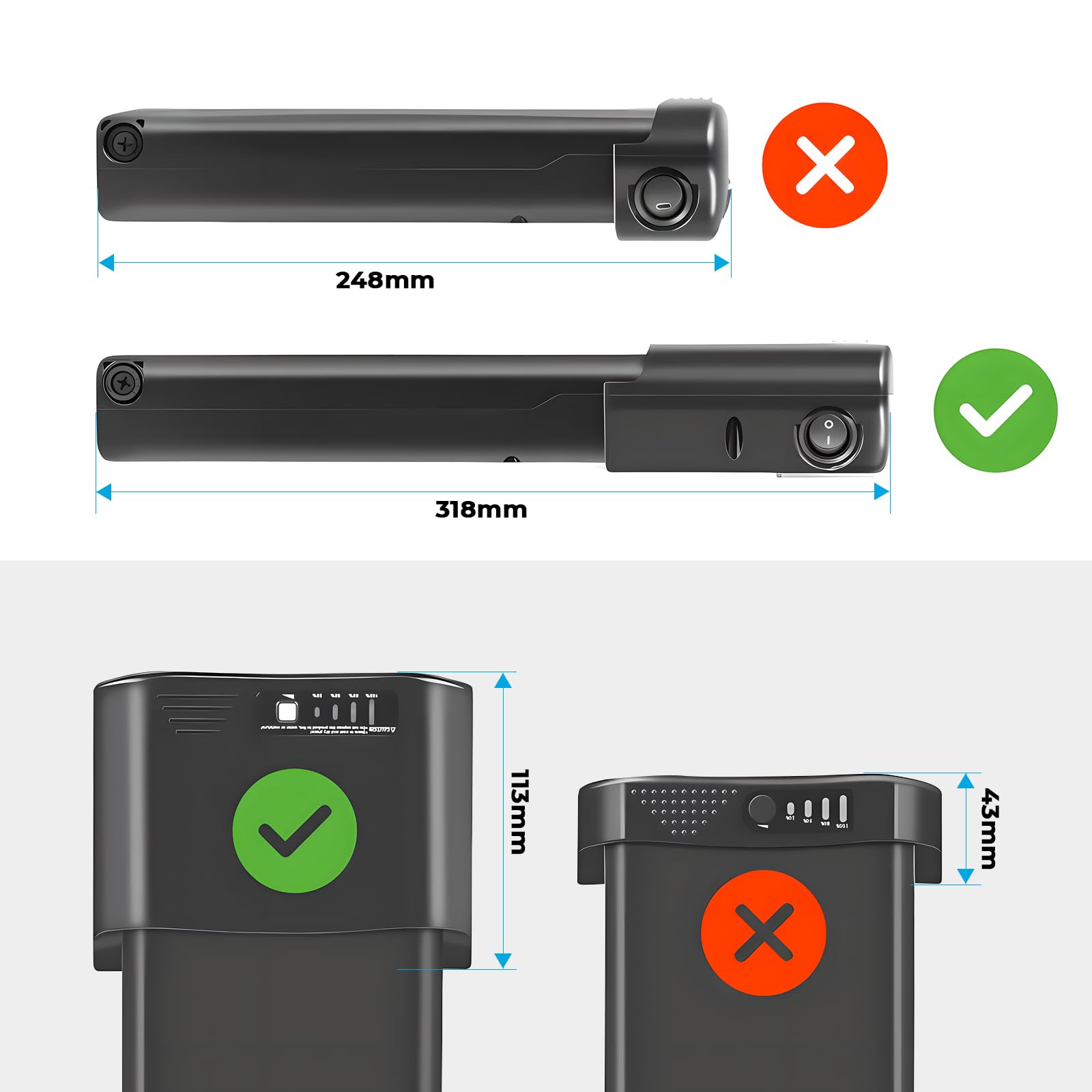 Batterie Vélo Électrique 36V 10.4Ah sans Chargeur pour Porte-Bagages | Pour Moteur 36V 50W-500W Compatible MiFa, Zündapp, Ansmann, Prophete