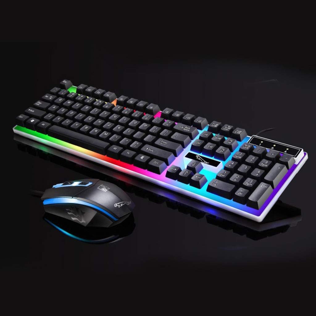 USB Charging Light Keyboard & Mouse Kit Rainbow LED Gaming Equipment for PS4