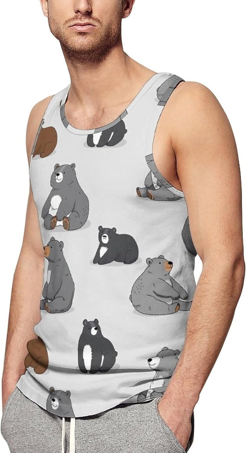 Bear Men's Tank Top Sleeveless Muscle Shirts Vest Beach T Shirts for Workout Gym