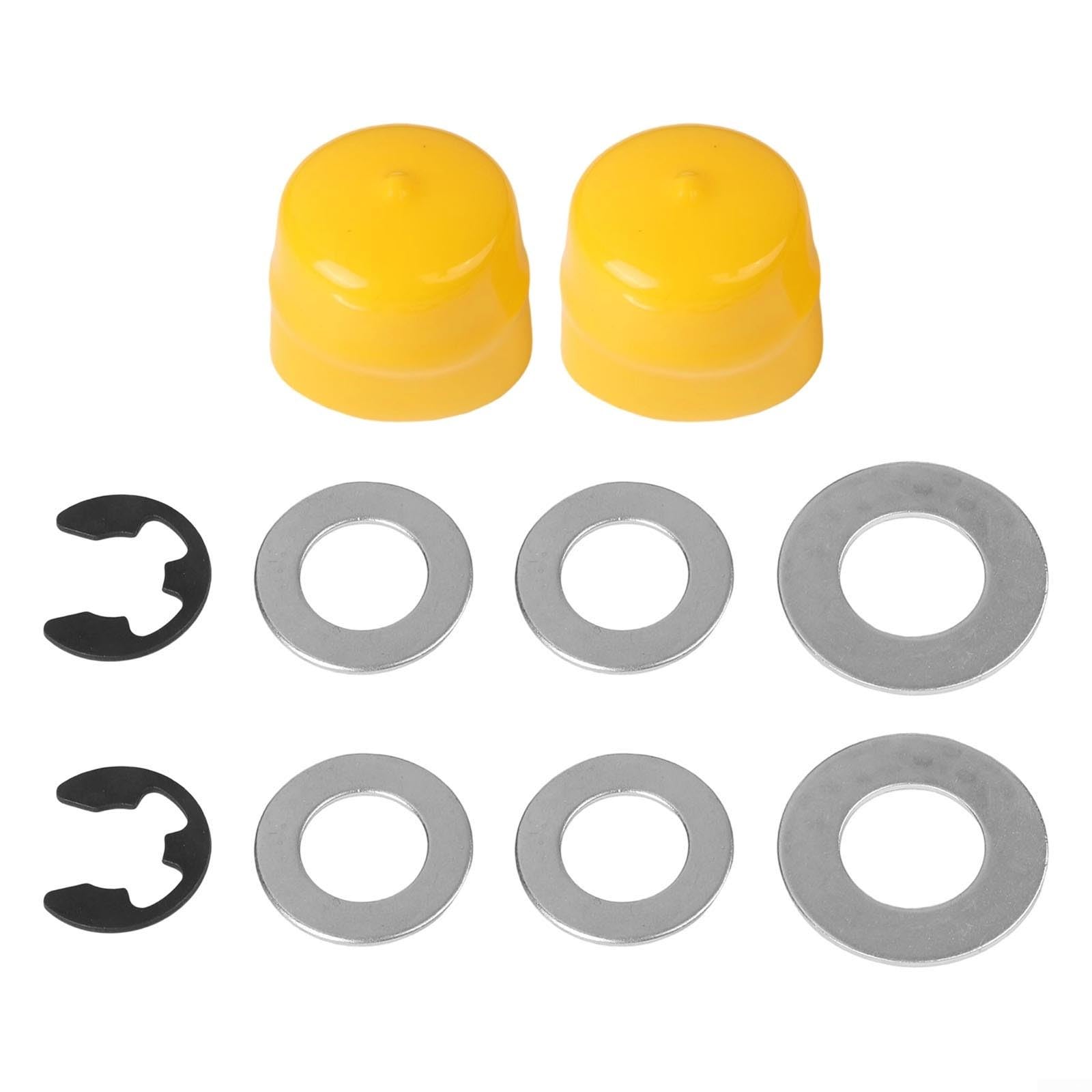 Kit de bujes de rueda delantera 9040H para cortacéspedes Craftsman sustituye a 532188967 532121749 121749X, juego de accesorios de eje de metal con clips electrónicos (amarillo)