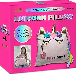 Make Your Own Unicorn Pillow Kit Arts and Crafts for Girls Age 4 5 6 7 8-12 Years Old (No Sew) DIY kit for Kids, DIY Unicorn Craft Supplies Plush Toy Stuffed Pillow, Kids Craft Project Gifts for Girls
