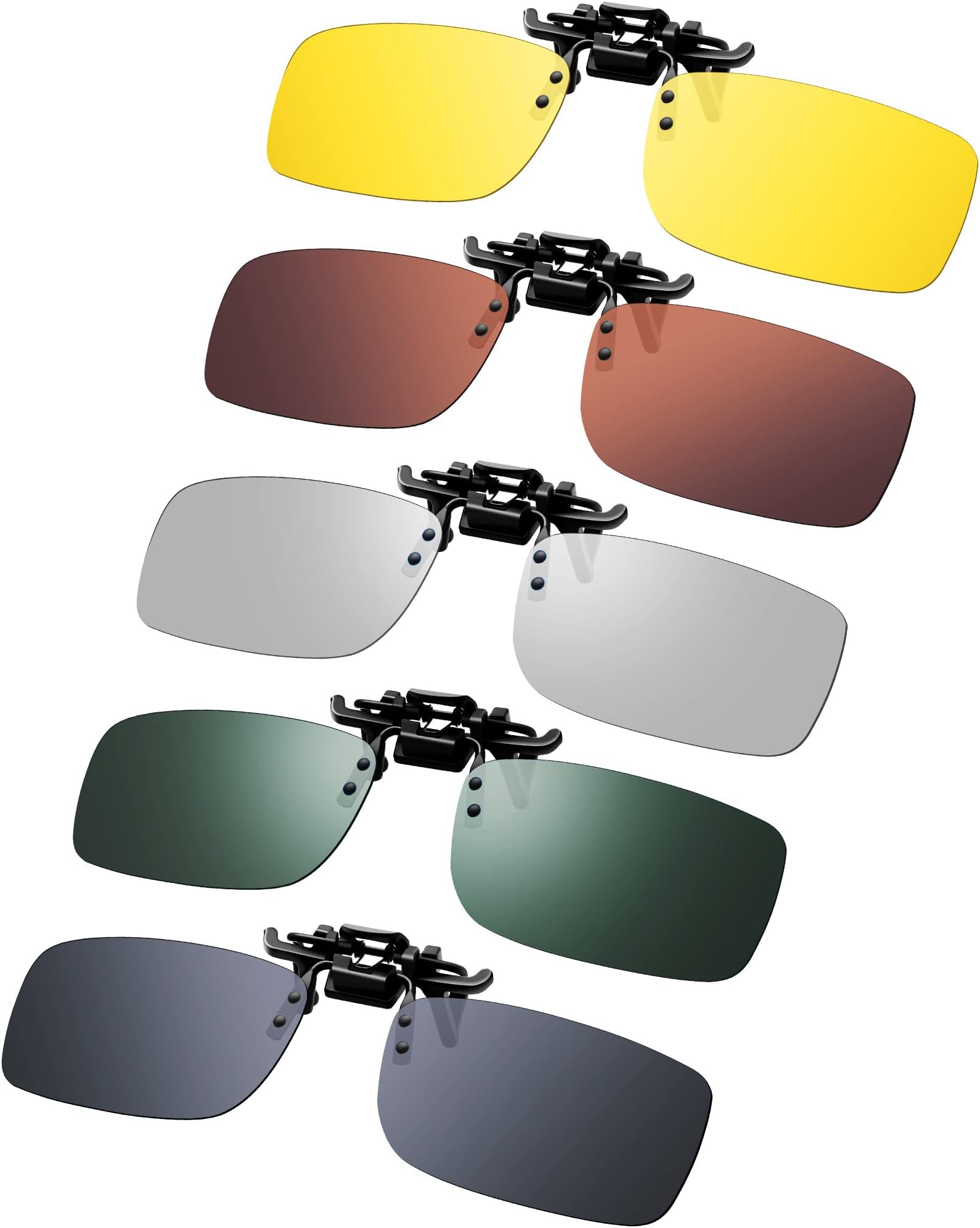 Frienda 5 Pairs Polarized Clip On Sunglasses Rimless Flip Up Anti Glare Driving Glasses