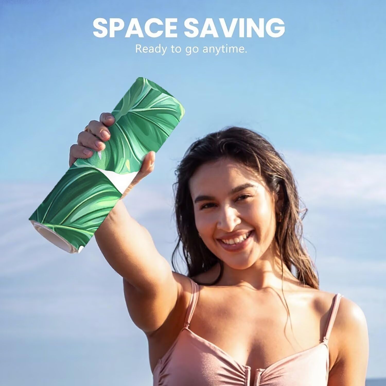 Toalla Playa Grande 160x220 Toalla Playa Microfibra, Ligera Secado Rápido, Sin Arena Portátil Toallas para Viajes, Hombre, Mujer Toallas, para Natación, Camping, Gimnasio (Verde Planta) p-488