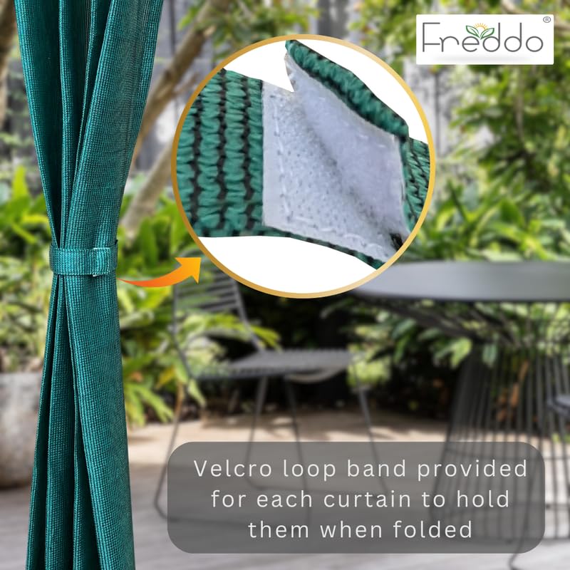 Image of FREDDO-PE 85% Indoor /Outdoor Sun Blocking Balcony Eyelet Curtains UV Protection, Sun Shading Light Filtering, Temperature Reducing for Window /Door (Dark Green Color | 4.5 X 9 Ft) Pack of 1 Piece