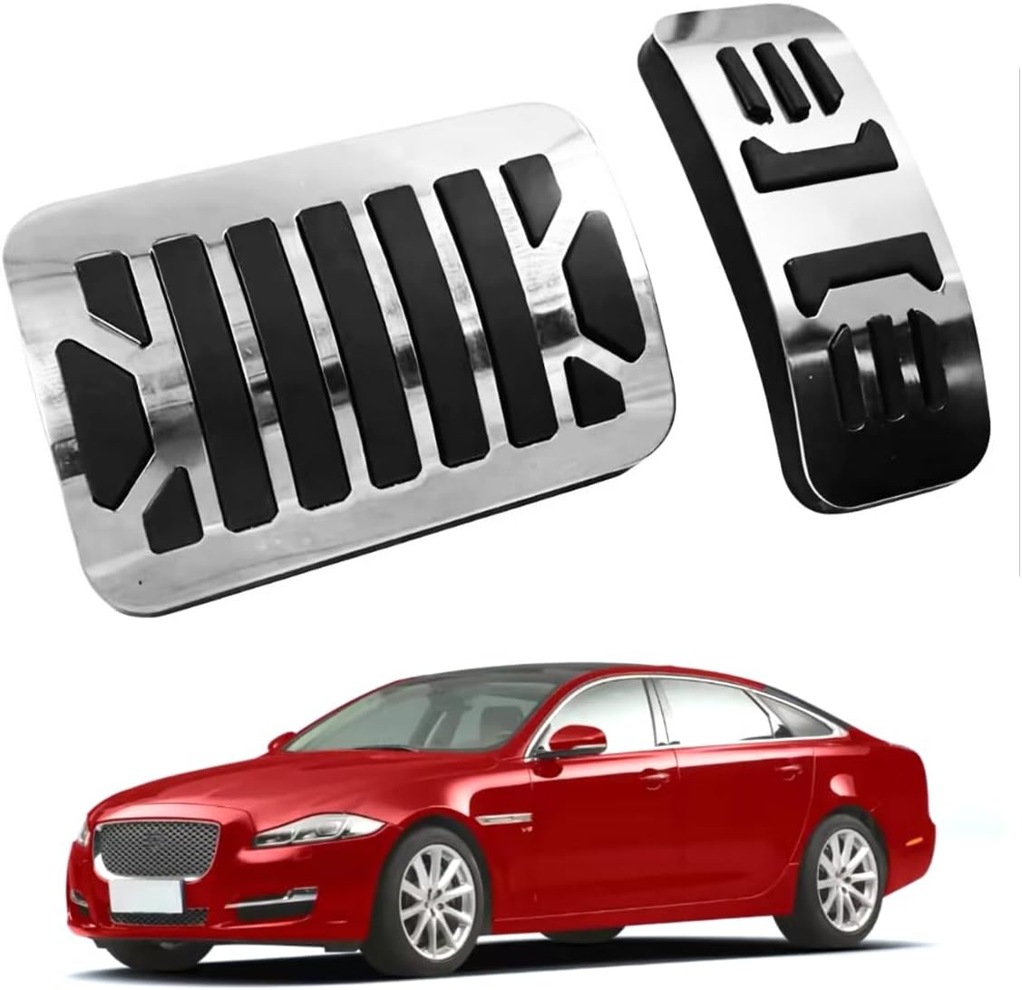 Car Pedal Covers for Jaguar XJ 2011 2012 2013 2014 2015 2016 2017 2018 2019, Auto Aluminum Gas Pedal Covers Accessories Replacement, Non-Slip Accelerator Brake Foot Rest Pedals(Set of 2)