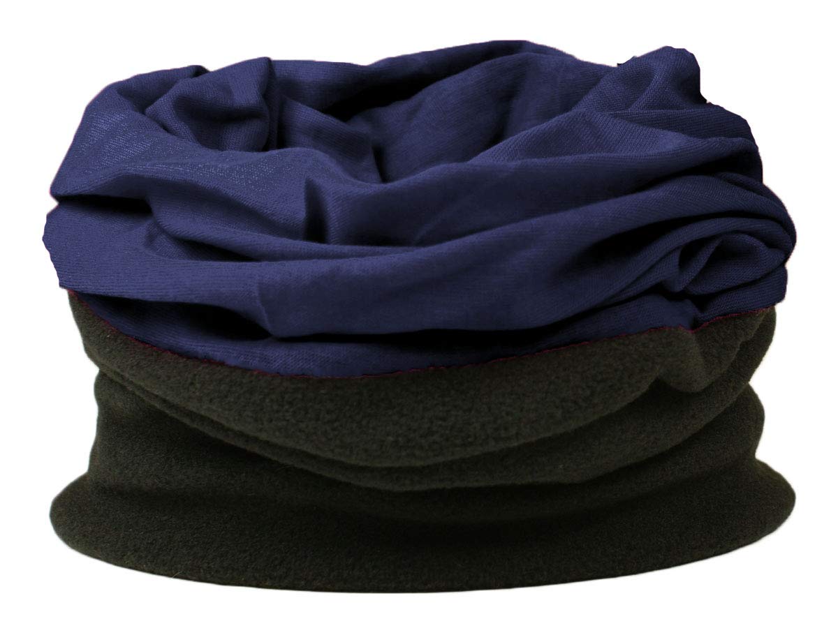 Rockjock Men's Marine/Noir Multifunctional Snood For Scarf, Hat, Neck Warmer, Hood, Balaclava With Fleece Section